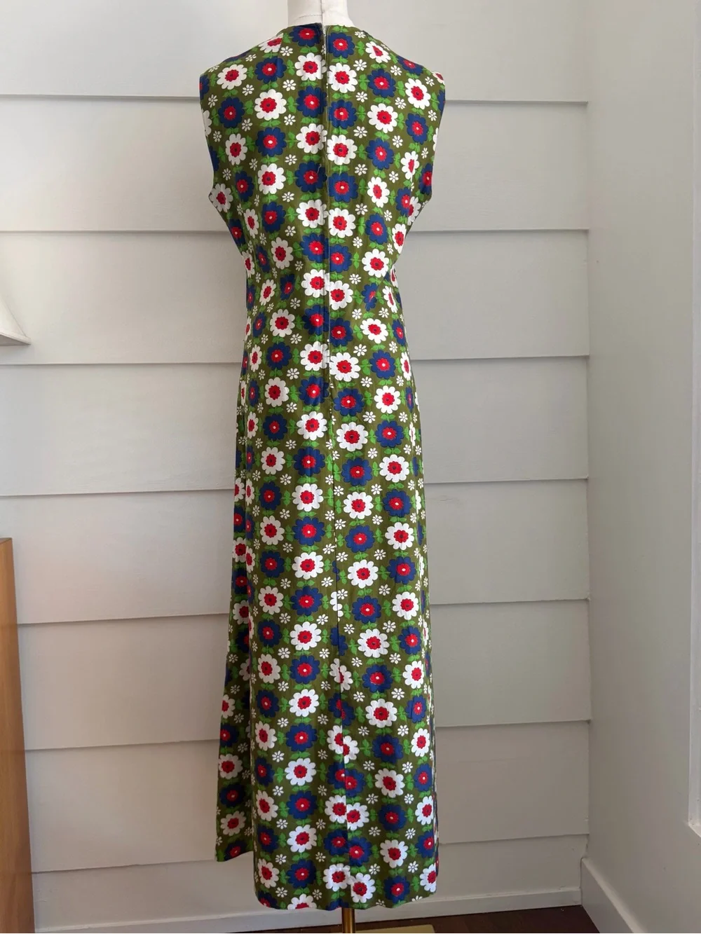 Vintage 70s Floral Print Maxi Dress Flower Power Boho Hippie - Picture 7 of 8